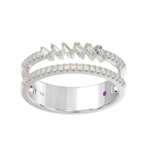 14K WHITE GOLD 1/3CT ROUND/BAGUETTE DIAMOND LADIES FASHION BAND