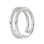 14K WHITE GOLD 1/3CT ROUND/BAGUETTE DIAMOND LADIES FASHION BAND - Image 5