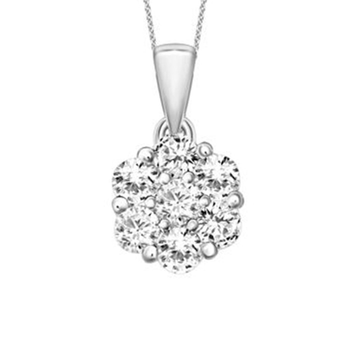 19174271_VA15237W-14K-1201x1201.jpg 14K WHITE GOLD 1/4CT ROUND DIAMOND LADIES FLOWER PENDANT WITH CHAIN - Image 1