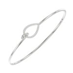 14K WHITE GOLD 1/5CT ROUND DIAMOND LADIES BANGLE