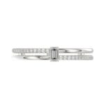 14K WHITE GOLD 1/6CT ROUND/BAGUETTE DIAMOND LADIES FASHION RING - Image 3