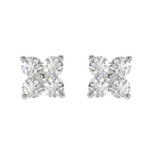 14K WHITE GOLD 1CT ROUND DIAMOND LADIES EARRINGS