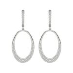 14K WHITE GOLD 1CT ROUND DIAMOND LADIES HOOPS EARRINGS