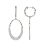 14K WHITE GOLD 1CT ROUND DIAMOND LADIES HOOPS EARRINGS - Image 2