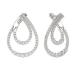 14K WHITE GOLD 1CT ROUND DIAMOND LADIES HOOPS EARRINGS - Image 2