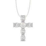 14K WHITE GOLD 1CT ROUND/OVAL DIAMOND LADIES PENDANT WITH CHAIN