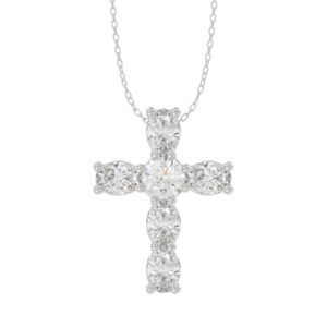 14K WHITE GOLD 1CT ROUND/OVAL DIAMOND LADIES PENDANT WITH CHAIN