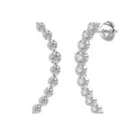 14K WHITE GOLD 3/4CT ROUND DIAMOND LADIES EARRINGS - Image 3