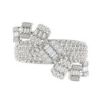 14K WHITE GOLD 3/4CT ROUND/BAGUETTE DIAMOND LADIES FASHION RING - Image 4