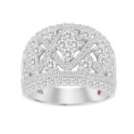 14K WHITE GOLD 3CT ROUND DIAMOND LADIES FASHION RING