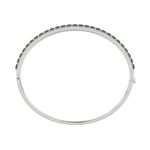14K WHITE GOLD 4 1/3CT ROUND/PRINCESS DIAMOND LADIES BANGLE(COLOR STONE PRINCESS GREEN EMERALD DIAMOND 3 1/4CT) - Image 3