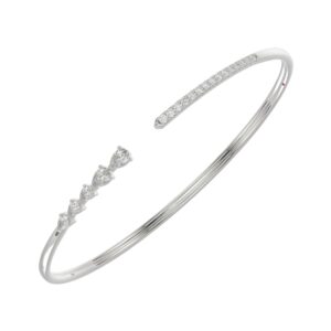14K WHITE GOLD 5/8CT ROUND/PEAR DIAMOND LADIES BANGLE