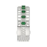 14K WHITE GOLD 8CT ROUND/BAGUETTE/EMERALD DIAMOND LADIES BANGLE(COLOR STONE GREEN EMERALD DIAMOND 4 3/4CT) - Image 3