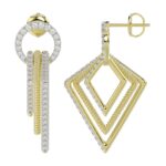 14K WHITE GOLD/YELLOW GOLD 1CT ROUND DIAMOND LADIES EARRINGS - Image 2