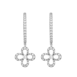 14K WHITE GOLD/YELLOW GOLD 7/8CT ROUND DIAMOND LADIES EARRINGS