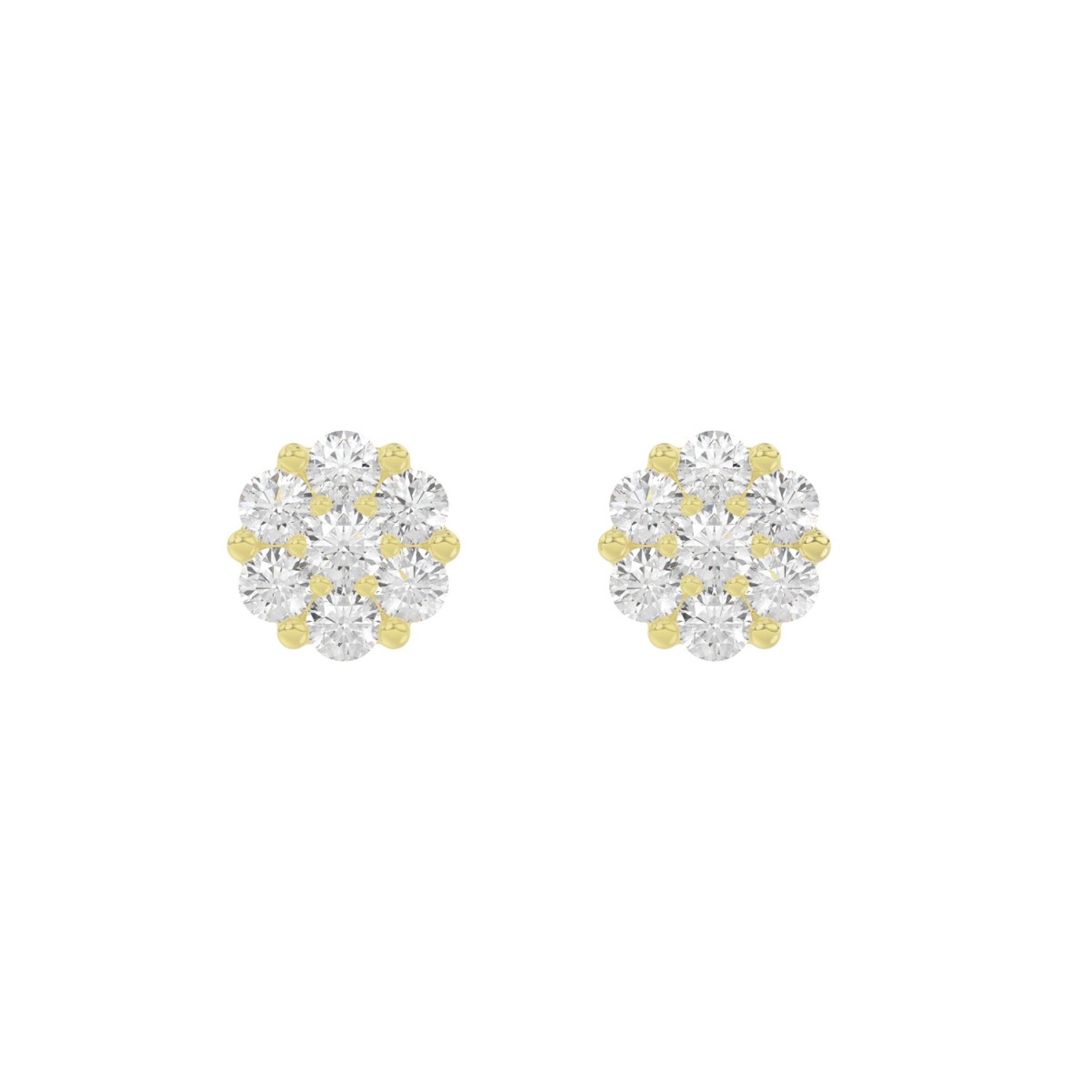 19174398_VA15404Y-1201x1201.jpg 14K YELLOW GOLD 1/2CT ROUND DIAMOND LADIES FLOWER EARRINGS - Image 1