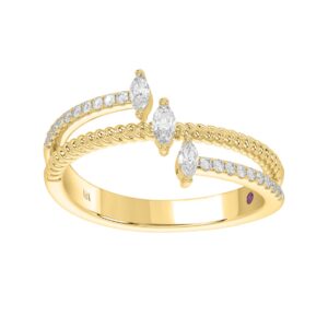 14K YELLOW GOLD 1/4CT ROUND/MARQUISE DIAMOND LADIES RING