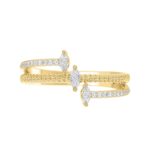 14K YELLOW GOLD 1/4CT ROUND/MARQUISE DIAMOND LADIES RING - Image 4