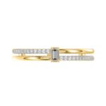 14K YELLOW GOLD 1/6CT ROUND/BAGUETTE DIAMOND LADIES FASHION RING - Image 3