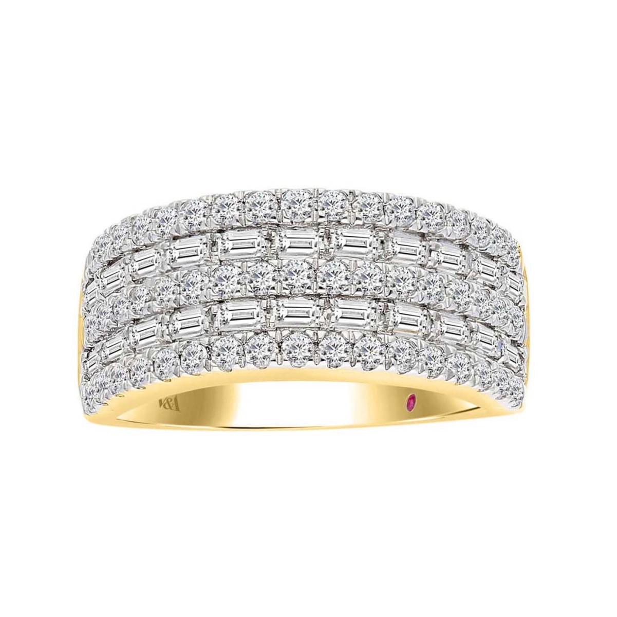 19174455_VA15521Y-1201x1201.jpg 14K YELLOW GOLD 1CT ROUND/BAGUETTE DIAMOND LADIES BAND - Image 1