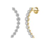 14K YELLOW GOLD 3/4CT ROUND DIAMOND LADIES EARRINGS - Image 3