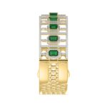 14K YELLOW GOLD 8CT ROUND/BAGUETTE/EMERALD DIAMOND LADIES BANGLE(COLOR STONE GREEN EMERALD DIAMOND 4 3/4CT) - Image 3