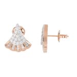18K ROSE GOLD 1/2CT ROUND/BAGUETTE DIAMOND LADIES EARRINGS - Image 2