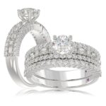 18K WHITE GOLD 1 1/2CT ROUND/BAGUETTE DIAMOND LADIES RING(CENTER STONE ROUND DIAMOND 7/8CT)