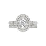 18K WHITE GOLD 1 1/2CT ROUND/OVAL DIAMOND LADIES BRIDAL SET(CENTER STONE OVAL DIAMOND 3/4CT) - Image 4