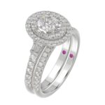 18K WHITE GOLD 1 1/2CT ROUND/OVAL DIAMOND LADIES BRIDAL SET(CENTER STONE OVAL DIAMOND 3/4CT) - Image 5