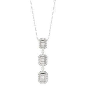 18K WHITE GOLD 1/2CT ROUND/BAGUETTE DIAMOND LADIES PENDANT WITH CHAIN
