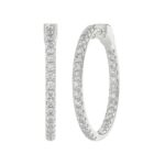 18K WHITE GOLD 3CT ROUND DIAMOND LADIES HOOPS EARRINGS - Image 3