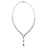 18K WHITE GOLD 8 1/2CT ROUND/PEAR DIAMOND LADIES NECKLACE - Image 2