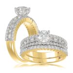 18K YELLOW GOLD 1 1/2CT ROUND/BAGUETTE DIAMOND LADIES RING(CENTER STONE ROUND DIAMOND 7/8CT)