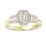 18K YELLOW GOLD 1 1/2CT ROUND/EMERALD DIAMOND LADIES RING(CENTER STONE EMERALD DIAMOND 3/4CT) - Image 3