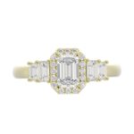 18K YELLOW GOLD 1 1/2CT ROUND/EMERALD DIAMOND LADIES RING(CENTER STONE EMERALD DIAMOND 3/4CT) - Image 6