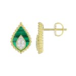 18K YELLOW GOLD 1/10CT ROUND DIAMOND LADIES EARRINGS - Image 2