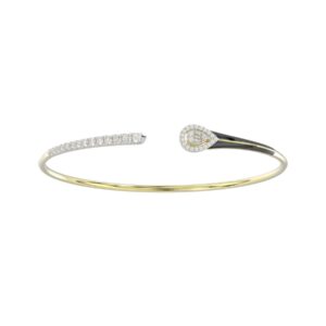 18K YELLOW GOLD 1/2CT ROUND/BAGUETTE DIAMOND LADIES BANGLE (MIDNIGHT BLACK ENAMEL)
