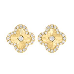 18K YELLOW GOLD 1/3CT ROUND DIAMOND LADIES EARRINGS