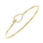 18K YELLOW GOLD 1/5CT ROUND DIAMOND LADIES BANGLE