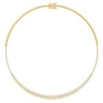 18K YELLOW GOLD 4.00CT ROUND DIAMOND LADIES NECKLACE