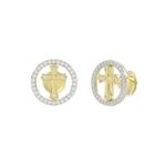 STERLING SILVER YELLOW 1/4CT ROUND DIAMOND LADIES EARRINGS - Image 3