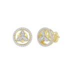 STERLING SILVER YELLOW 1/5CT ROUND DIAMOND LADIES EARRINGS - Image 3