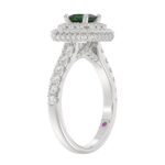 14K WHITE GOLD 1 1/3CT ROUND/PRINCESS DIAMOND LADIES FASHION RING(COLOR STONE PRINCESS GREEN EMERALD DIAMOND 1/4 CT) - Image 2