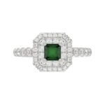 14K WHITE GOLD 1 1/3CT ROUND/PRINCESS DIAMOND LADIES FASHION RING(COLOR STONE PRINCESS GREEN EMERALD DIAMOND 1/4 CT) - Image 6