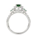 14K WHITE GOLD 1 3/8CT ROUND/OVAL DIAMOND LADIES FASHION RING(COLOR STONE OVAL GREEN EMERALD DIAMOND 1CT) - Image 4