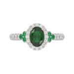 14K WHITE GOLD 1 3/8CT ROUND/OVAL DIAMOND LADIES FASHION RING(COLOR STONE OVAL GREEN EMERALD DIAMOND 1CT) - Image 6