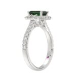 14K WHITE GOLD 1 5/8CT ROUND/BAGUETTE/EMERALD DIAMOND LADIES FASHION RING(CENTER STONE GREEN EMERALD DIAMOND 1CT) - Image 2