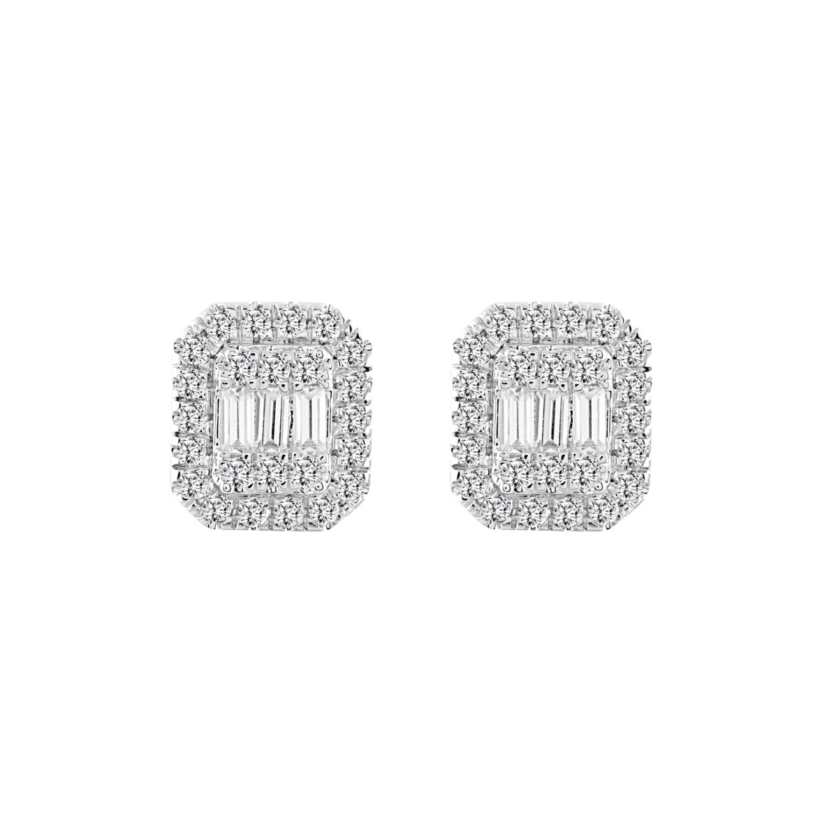19174802_VA13346W-1201x1201.jpg 14K WHITE GOLD 1/2CT ROUND/BAGUETTE DIAMOND LADIES EARRINGS - Image 1