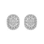 14K WHITE GOLD 1/2CT ROUND/BAGUETTE DIAMOND LADIES EARRINGS